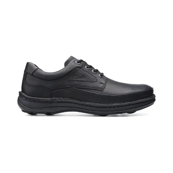 Clarks Nature Three Black Leather Derby Shoes, lace Up thumbnail