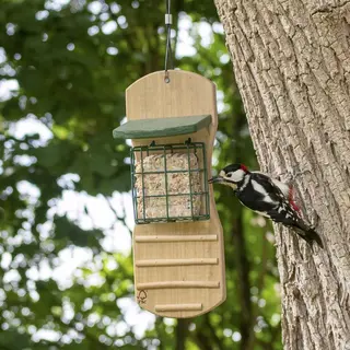 C J Wildlife Cj Wildlife Vetblokhouder Voor Specht - Voor 1 Vetblok - Voederhuisje Hangend - Bruin