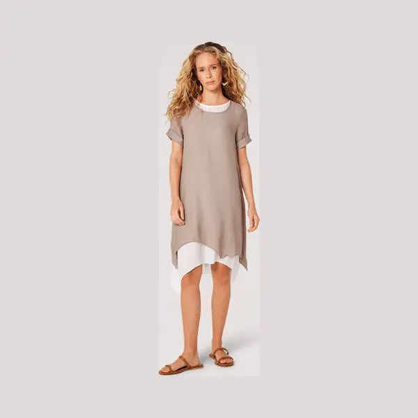 Apricot Minikleid Schimmerndes Lagenkleid (1-tlg) Mit Umgeschlagärmeln thumbnail