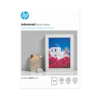 Hp Advanced fotopapier, glanzend, 250 g/m2, 13 x 18 cm (127 x 178 mm), 25 vellen