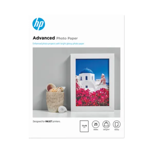 Hp Advanced fotopapier, glanzend, 250 g/m2, 13 x 18 cm (127 x 178 mm), 25 vellen thumbnail