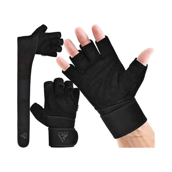 Rdx Sports store Rdx L4 Open Finger Weightlifting Gym Gloves - Black / L thumbnail