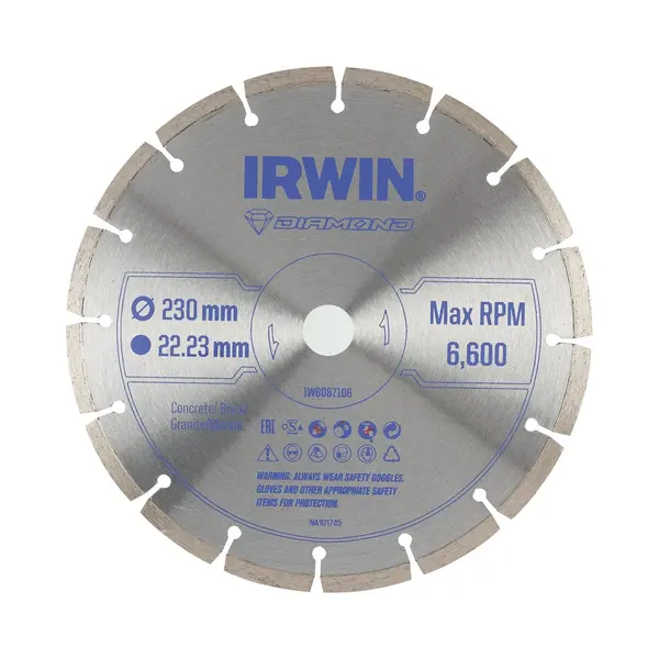 Irwin Diamantzaagblad Voor Haakse Slijper Ø230 Mm. Voor Steen. thumbnail