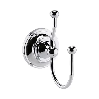 Old London Wall Mounted Double Robe Hook | Chrome | Brass | 67mm X 130mm X 100mm