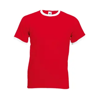 Fruit Of The Loom Herren Ringer T-Shirt (Rot/Weiß)
