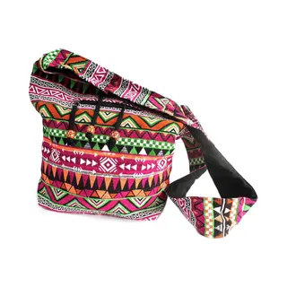 Jacquardtas - Schoudertas - Festivaltas - Nepal - 33x31cm - Roze - Hippie - India - Afrika - Strandtas