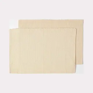 Homescapes Premium Place Mats For Table, Set Of 2, Non-Slip Cream Table Mats, 100% Cotton, Washable Ribbed Placemats For Kitchen & Dining - 50cm X