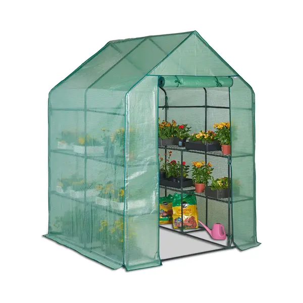 VonHaus Walk In Greenhouse With 8 Shelves In White thumbnail