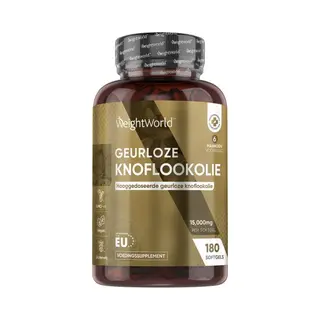 WeightWorld Odorless Garlic Capsules 15000mg Powerful - 180 Vegan Capsules (6 Month Supply) - High Potency, Unflavored, Cold Pressed Allium Sativum Oil 500, 1 -