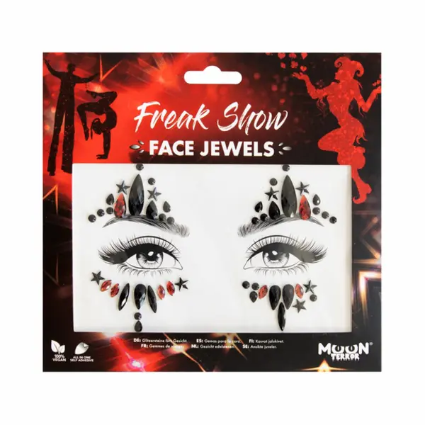 Moon Creations - Moon Terror - Freak Show Gezicht Diamanten Sticker - Zwart/Rood thumbnail