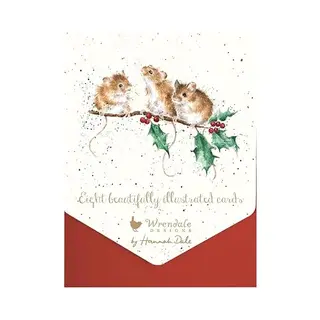 Wrendale Kerstkaarten Notepack - 8 Stuks - 'Christmas Mice' Mouse Card Pack - Wrendale Designs Christmas Cards - Kerstkaart