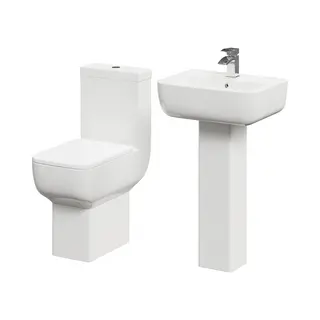 Wholesale Domestic Tacoma Full Pedestal Basin And Comfort Height Toilet Suite | White | Ceramic | 550mm