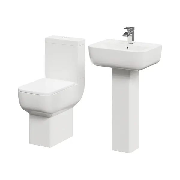 Wholesale Domestic Tacoma Full Pedestal Basin And Comfort Height Toilet Suite | White | Ceramic | 550mm thumbnail