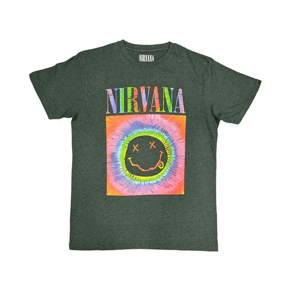 Nirvana - Happy Face Glow Box Heren T-shirt - M - Groen thumbnail