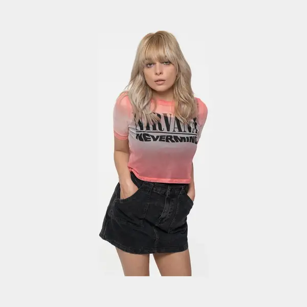 Nirvana - Nevermind Wavy Logo Crop Top - Xs - Roze thumbnail