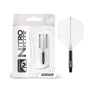 Red Dragon Darts – Nitro Flite Integrated Flight & Shaft System – No.2 Shape And Design – Black & Clear Colour, Intermediate Length
