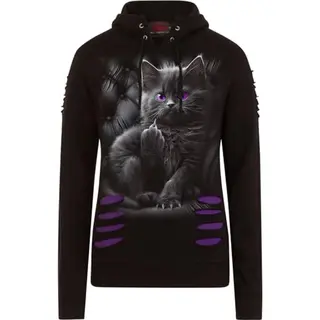 Spiral Cattitude Frauen Kapuzenpullover Schwarz/lila L 100% Baumwolle Katzen, Rockwear