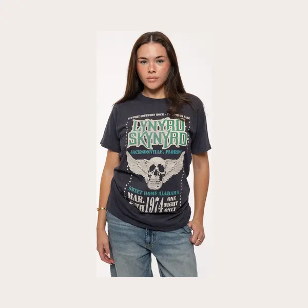 Rock Off Lynyrd Skynyrd - Winged Skull Heren T-shirt - M - Zwart thumbnail