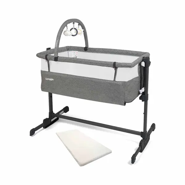 Puggle Sleepy Rocking Bedside Crib With Toy Bar - Anthracite thumbnail