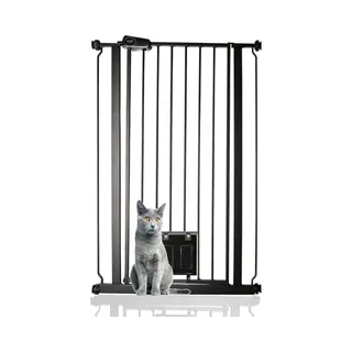 Safetots Bettacare Hoog Hek Met Kattenluik, 75cm - 84cm, Zwart, 104cm Hoog