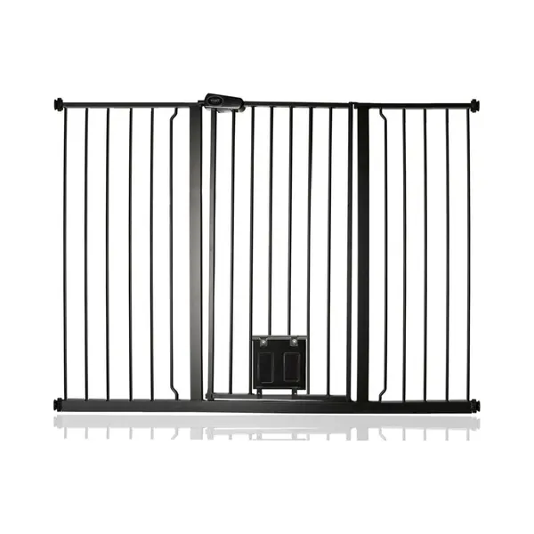 Bettacare - Pet Gate With Lockable Cat Flap, 133.2cm - 140.8cm, Black, 104cm In Height thumbnail