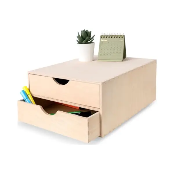 Creative Deco Schubladenbox Schubladenelement | 2 Schubladen | 33 X 25 X 13, 5 Cm (+/- 1 Cm) | Mini-Kommode Für Kleinigkeiten Aus Birken-Sperrholz | thumbnail