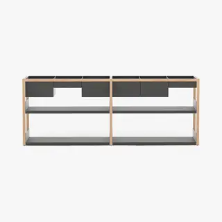 Case Furniture Lap Shelving - Storage - Oak Frame With Black Metal / Wide , 209cm / Low , 80cm Shelving Case Furniture