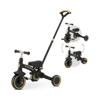 Qplay Stager Driewieler 3-in-1 - Opvouwbaar - Zwart/Goud