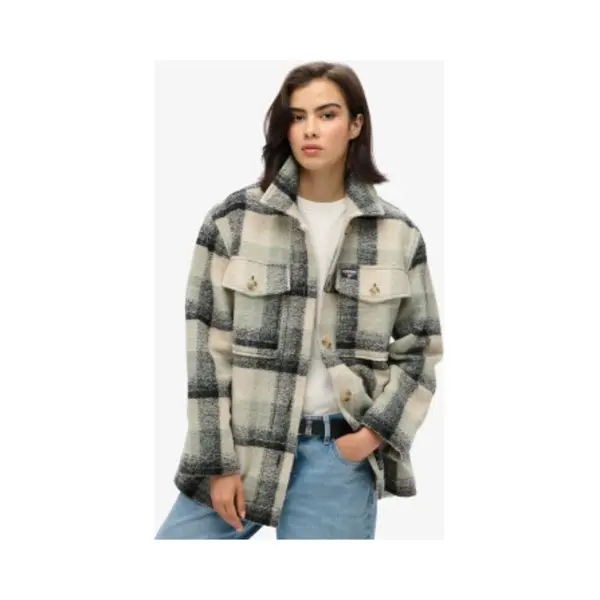 Superdry For Woman. W4010448A Thick Unlined Beige Shirt (Xl), Casual, Polyester, Long Sleeve thumbnail