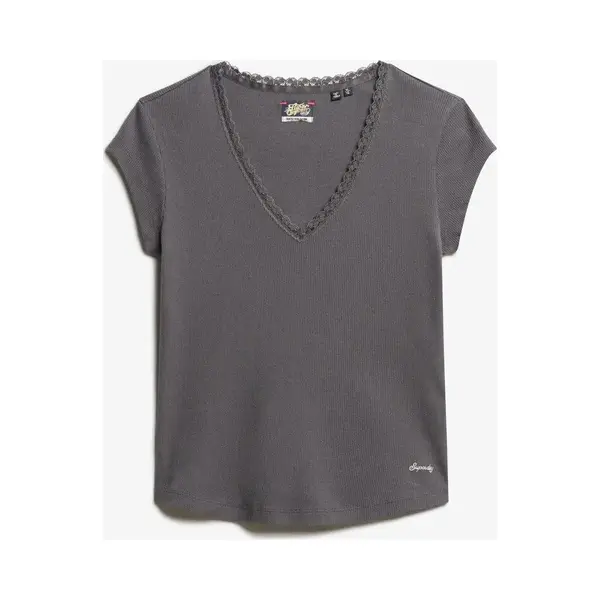 T-Shirt Mit V-Ausschnitt Und Spitzenbesatz Für Damen Superdry Athletic Essentials thumbnail