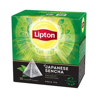 Lipton Green Tea Japanse Sencha - 80 Theezakjes Piramid - Groene Thee Sencha - 4 X 20 Zakjes - Voordeelverpakking