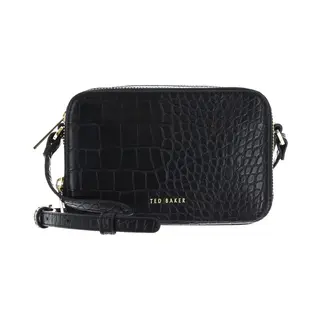 Ted Baker, Damen, Handtasche, Stina Double Zip Croc Effect Mini Camera Bag, Schwarz