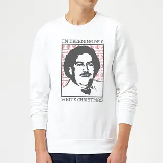 Christmas 2018 I'm Dreaming Of A White Christmas Pablo Escobar Sweatshirt - White - Xxl