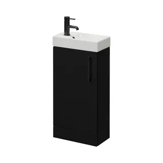 Napoli Cube Single Door Vanity Unit With Align Basin | Nero Oak | Mdf | 400mm