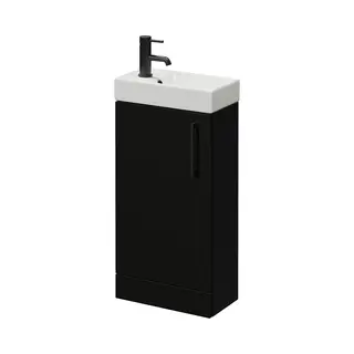 Napoli Cube Single Door Vanity Unit With Align Basin | Matt Black | Mdf | 400mm