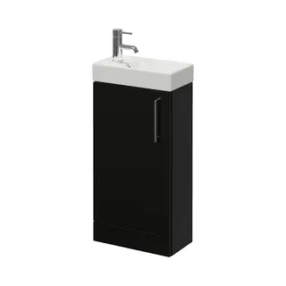 Napoli Cube Single Door Vanity Unit With Align Basin | Matt Black | Mdf | 400mm