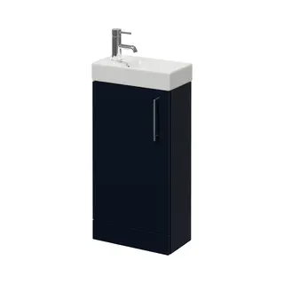 Napoli Cube Single Door Vanity Unit With Align Basin | Deep Blue | Mdf | 400mm