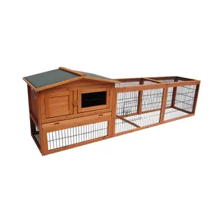 Konijnenhok Met Ren – Groot Konijnenhok Voor Buiten Met Nachthok En Ruime Uitloop – 230x53x70 Cm – Flamingo Konijnenhok Jumbo Classic Bruin