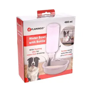 Flamingo Diza - Drinkfles Hondenbench - Anti-mors Systeem - Grijs - 480 Ml