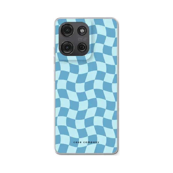 Case Company® - Hoesje Geschikt Voor Motorola Moto G86 Hoesje - Grid Blauw - Soft Cover Telefoonhoesje - Bescherming Aan Alle Kanten En Schermrand thumbnail