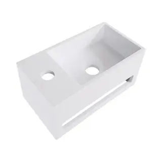 Bewonen Aloni Mini Fontein Met Handdoekhouder - 35, 8x20, 5x15, 7cm - Kraangat Links - Wit