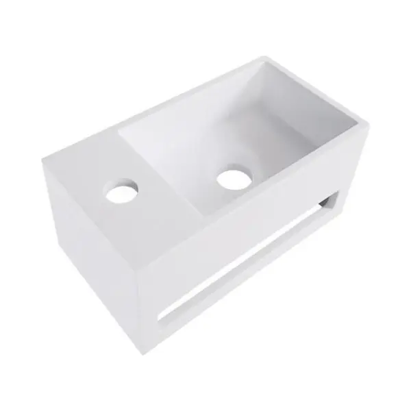 Bewonen Aloni Mini Fontein Met Handdoekhouder - 35, 8x20, 5x15, 7cm - Kraangat Links - Wit thumbnail