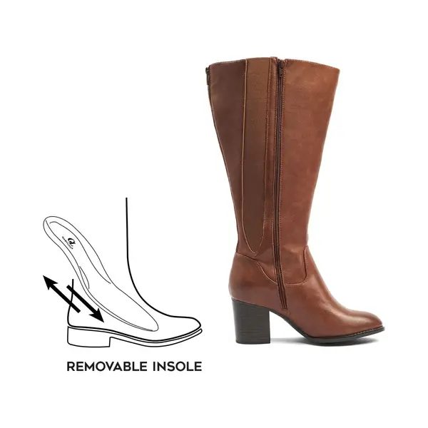 Gabylou - Model Melissa - Hoge Laarzen Voor Dames Met Brede Voeten En Kuiten 2XL - Afneembare Dubbele Zool, 9, 5 Cm Hak + 2 Cm Platform - thumbnail