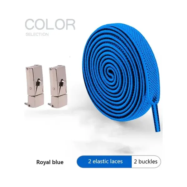 Elastische Schoenveters – Sneakers – Metalen Sluiting – Geen Strikken – Blauw – 2 Stuks thumbnail