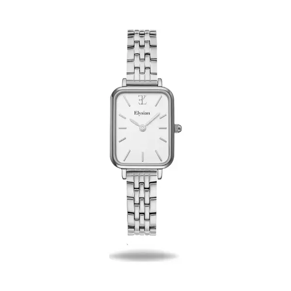 Elysian - Horloge Dames Rechthoekig - Zilver - Schakelband - Waterdicht - 26mm - Cadeau Voor Vrouw thumbnail