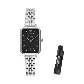 Elysian Montre Pour Femme Rectangulaire - Bracelet à Maillons En Acier Inoxydable - Montre Argentée Pour Femme - Étanche - 26 Mm, Bracelet