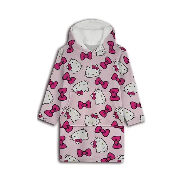 Aymax Hello Kitty Pullover Für Erwachsene, Langärmelig, Oversize, Aus Weichem Flanell, Kapuze Mit Sherpa. Einheitsgröße Für thumbnail