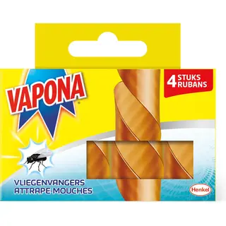 Vapona - Vliegenvanger Vliegenval - Snel En Efficiënt - Gijvrij En Geurloos - Duurzaam - Insectenval - 4 Stuks