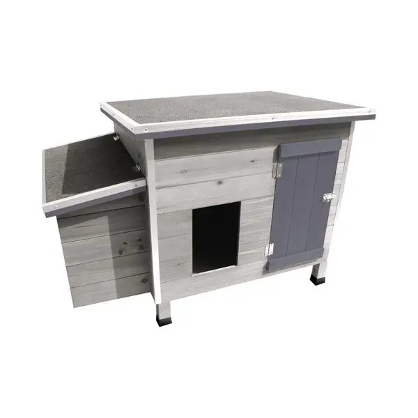 Flamingo Kippenhok Ginger Cottage - 100 X 79 X 64 Cm - Grijs Houten Hok Met Legnest En Buitenren - Duurzaam, Ruim En Stijlvol thumbnail