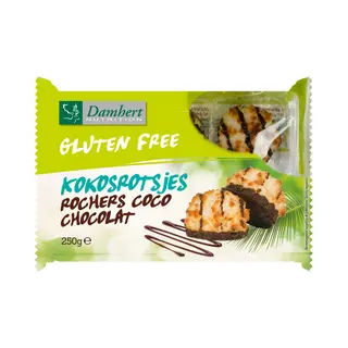 Damhert Kokosrotsjes Chocolade Glutenvrij 250 Gr